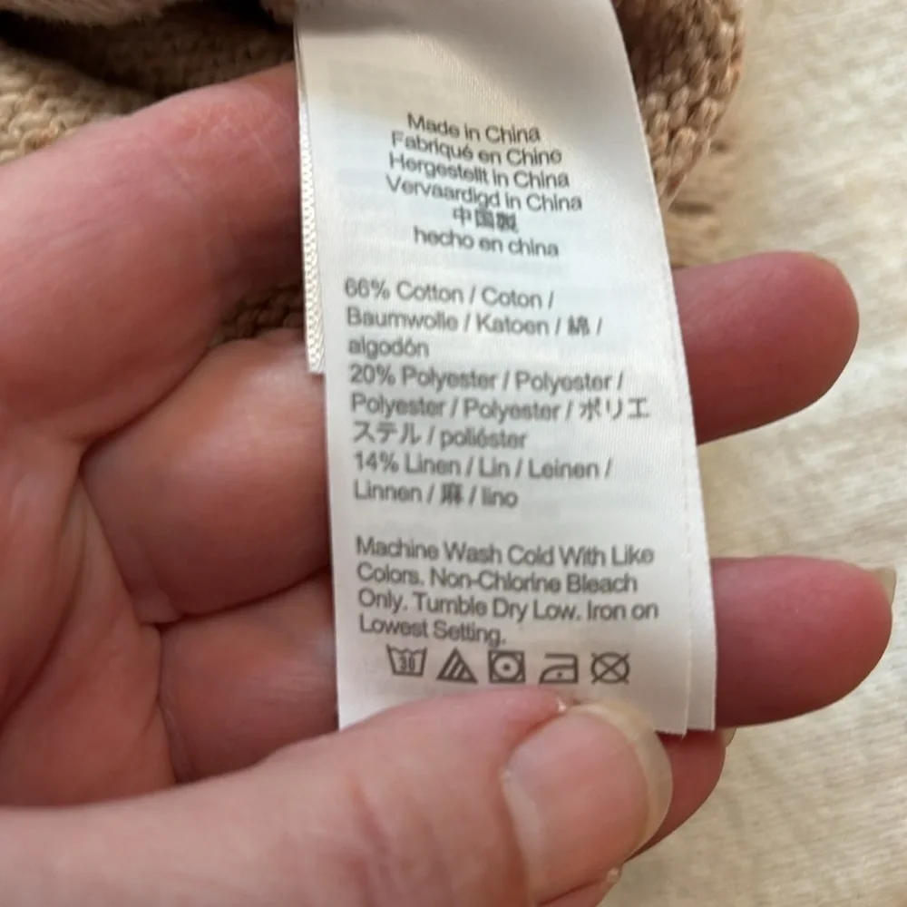 J. Crew women’s beige marled crew neck puff sleeve knit sweater size XS‎
